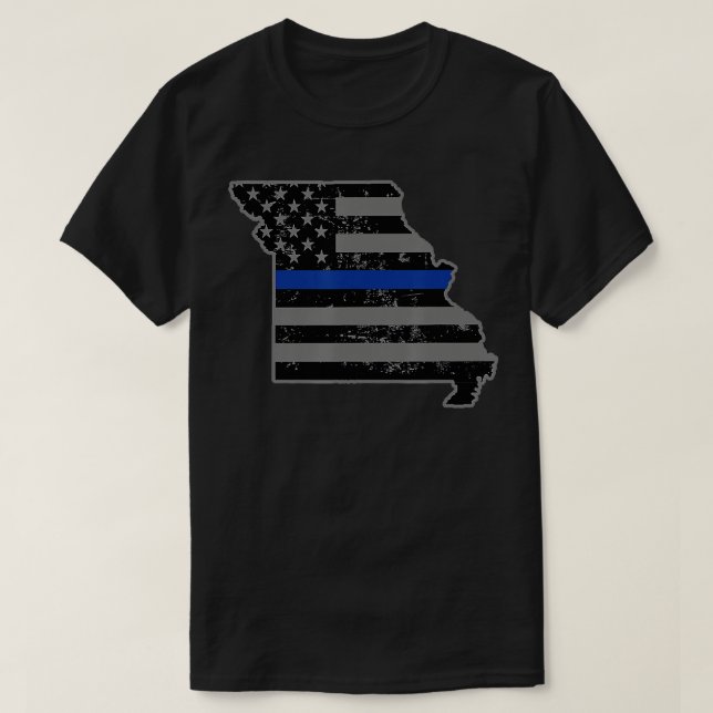 Staat Missouri Highway Patrol Thin Blue Line Flag T-Shirt (Design vorne)