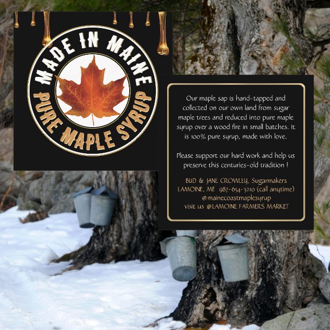 Staat Name MAPLE SYRUP GESCHÄFTSKARTE mit Tropfen Quadratische Visitenkarte (Von Creator hochgeladen)