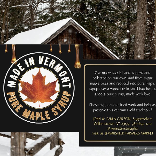 Staat Name MAPLE SYRUP GESCHÄFTSKARTE mit Tropfen Quadratische Visitenkarte (Von Creator hochgeladen)