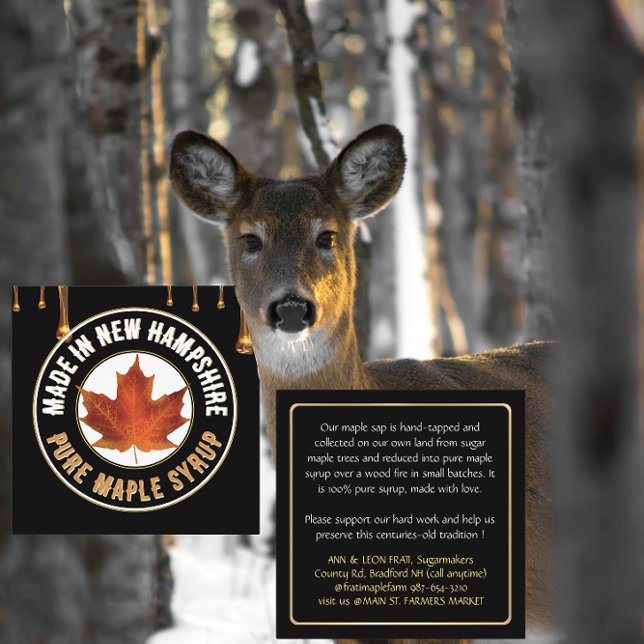 Staat Name MAPLE SYRUP GESCHÄFTSKARTE mit Tropfen Quadratische Visitenkarte (Von Creator hochgeladen)