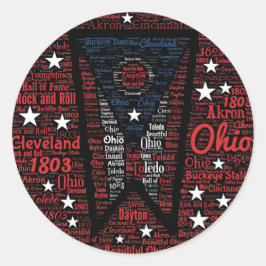 Staat Ohio Word Art Round Sticker, Glossy Runder Aufkleber