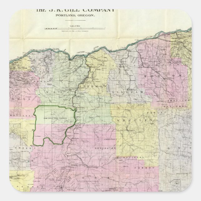 Staat Oregon Quadratischer Aufkleber (Vorderseite)
