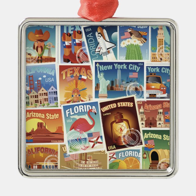 Staat-Porto-Briefmarken Ornament Aus Metall (Vorne)