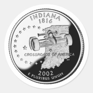 Staat Quarter of Indiana Reverse Side Imitats Runder Aufkleber