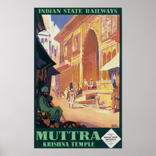Staat Railways Muttra Krishna Tempel Poster