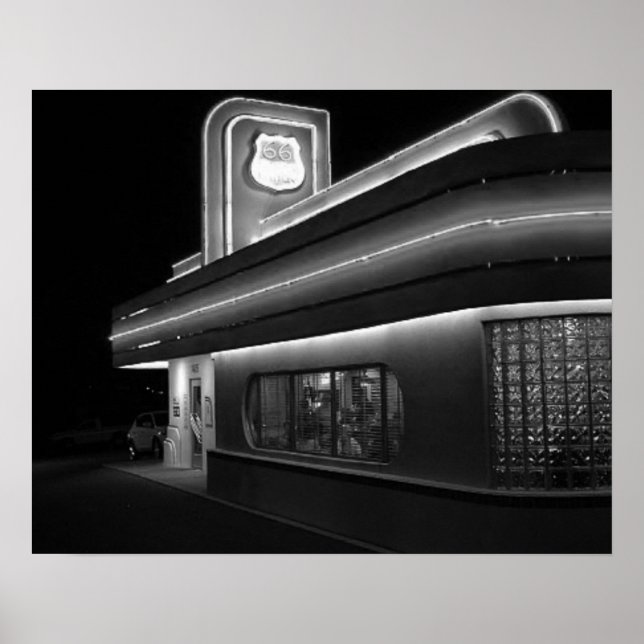 Staat Road 66 Diner Retro Poster (Vorne)
