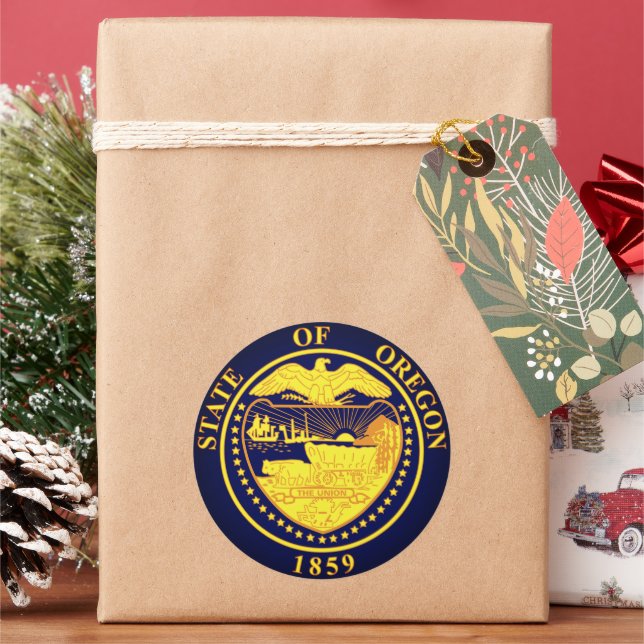 Staat Siegel Oregon Runder Aufkleber (Feiertag)