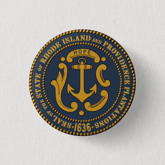 Staat Siegel Rhode Island Button (Vorderseite)
