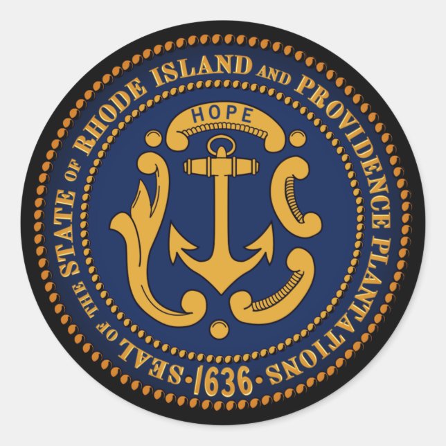 Staat Siegel Rhode Island Runder Aufkleber (Vorderseite)