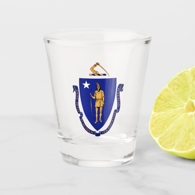 Staat Siegel von Massachusetts Schnapsglas (Vorderseite)