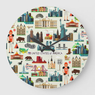 Staat-Symbol-Muster Große Wanduhr