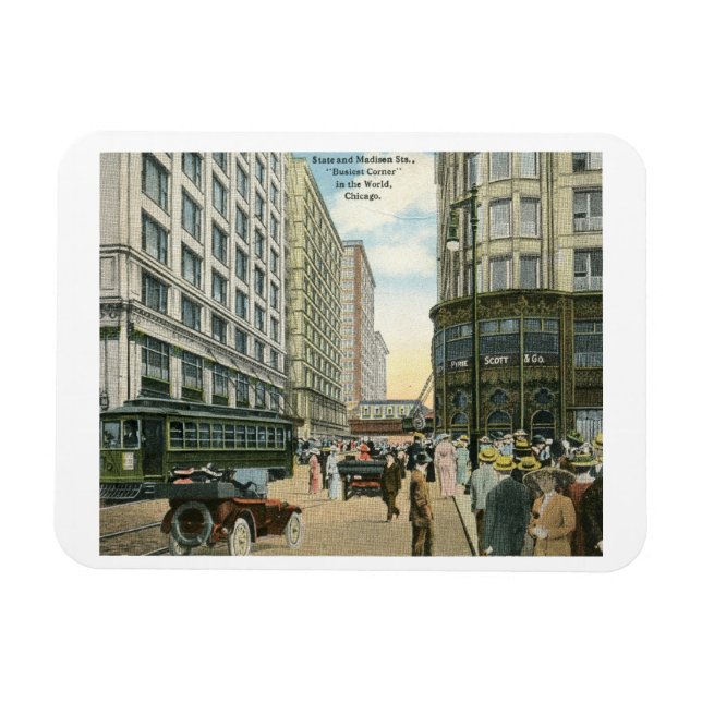Staat und Madison Streets, Chicago 1916 Vintag Magnet (Horizontal)