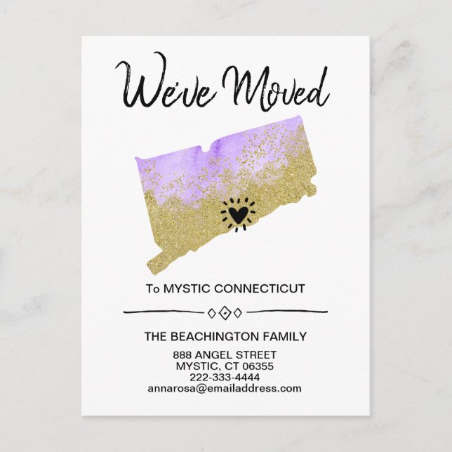 *~* STAAT VERBINDUNG Glitzer Lila bewegen Ankündigungspostkarte (Vorderseite)