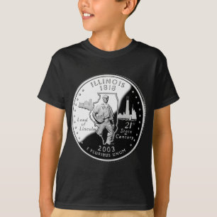 Staat Viertel der rückwärtigen Imitate von Illinoi T-Shirt