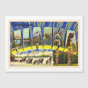 Staat von Alaska AK Vintager Großbuchstabe Postka Magnetkarte