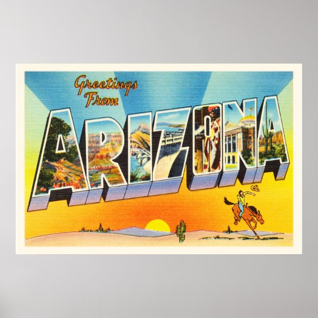 Staat von Arizona AZ Alte Jahrgänge Reiseführer vo Poster (Vorne)