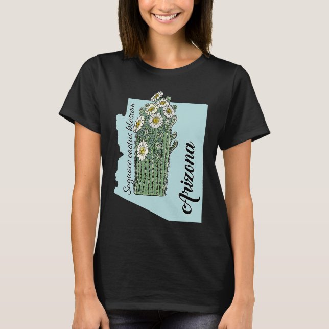 Staat von Arizona Blume Saguaro Kakteen Blüte T-Shirt (Vorderseite)