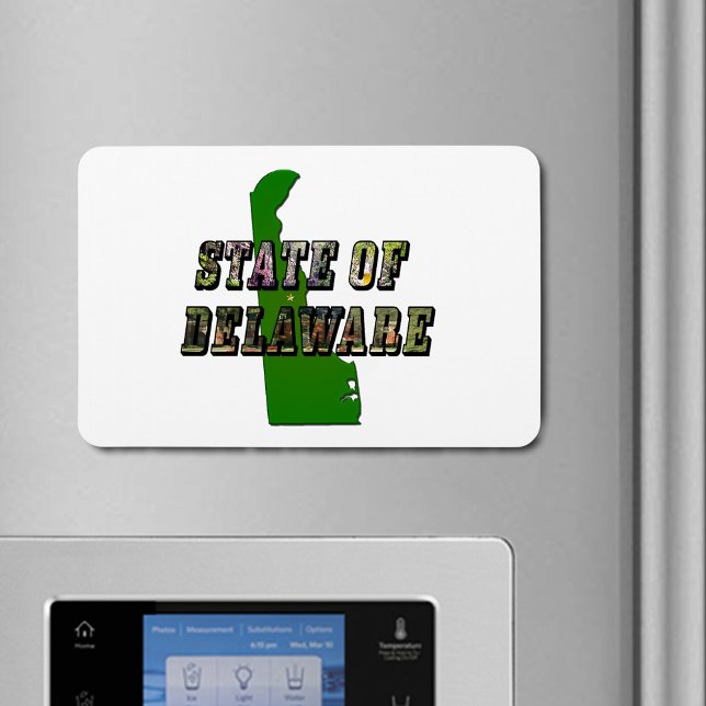 Staat von Delaware-Bildtext und -Karte Magnet (State of Delaware Picture Text & Map Outline Magnet)