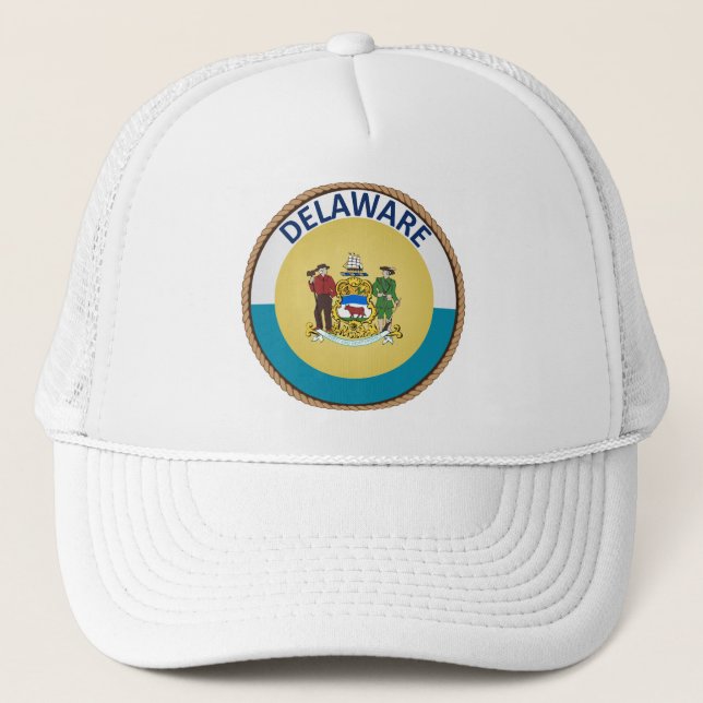Staat von Delaware Flag Siegel Trucker Hat Truckerkappe (Vorderseite)