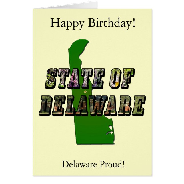 Staat von Delaware Picture Text & Map Kontur (Vorne)