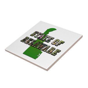 Staat von Delaware Picture Text & Map Kontur Fliese