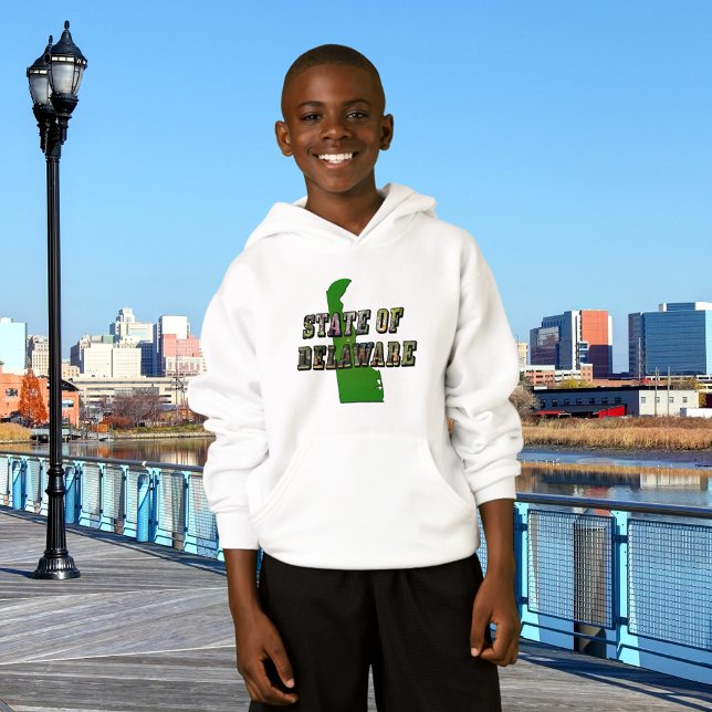 Staat von Delaware Picture Text & Map Kontur Hoodie (State of Delaware Picture Text and Map Hoodie)
