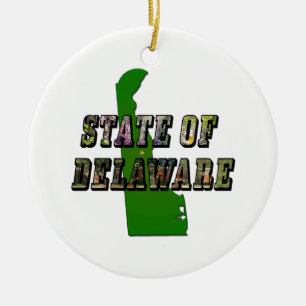 Staat von Delaware Picture Text & Map Kontur Keramikornament