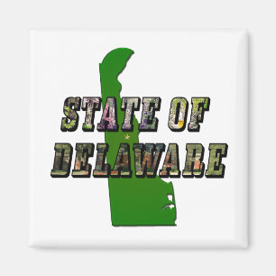 Staat von Delaware Picture Text & Map Kontur Magnet