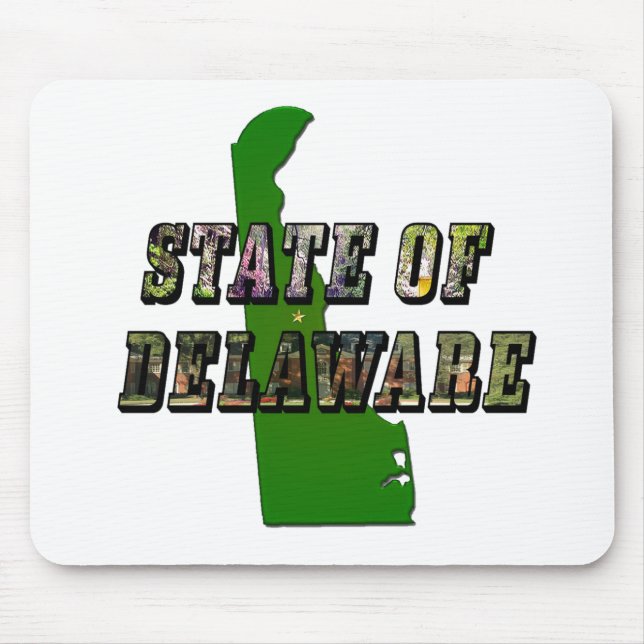 Staat von Delaware Picture Text & Map Kontur Mousepad (Vorne)
