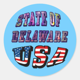 Staat von Delaware USA Foto & Flag Text Runder Aufkleber