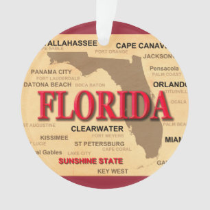 Staat von Florida-Karte, Miami, Orlando, Key West Ornament