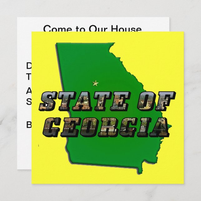 Staat von Georgia Map Kontur and Picture Text Einladung (Vorne/Hinten)