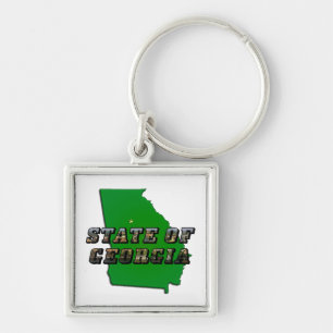 Staat von Georgia Map Kontur and Picture Text Schlüsselanhänger