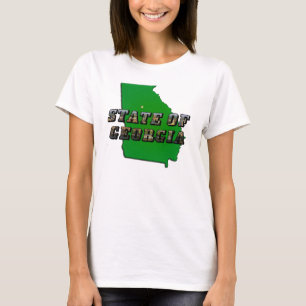 Staat von Georgia Map Kontur and Picture Text T-Shirt
