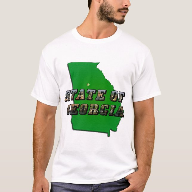 Staat von Georgia Map Kontur and Picture Text T-Shirt (Vorderseite)