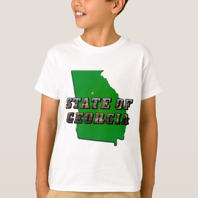 Staat von Georgia Map Kontur and Picture Text T-Shirt (Vorderseite)