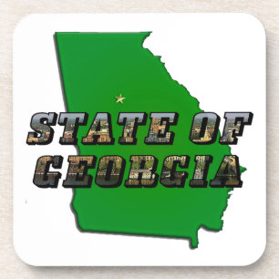 Staat von Georgia Map Kontur and Picture Text Untersetzer