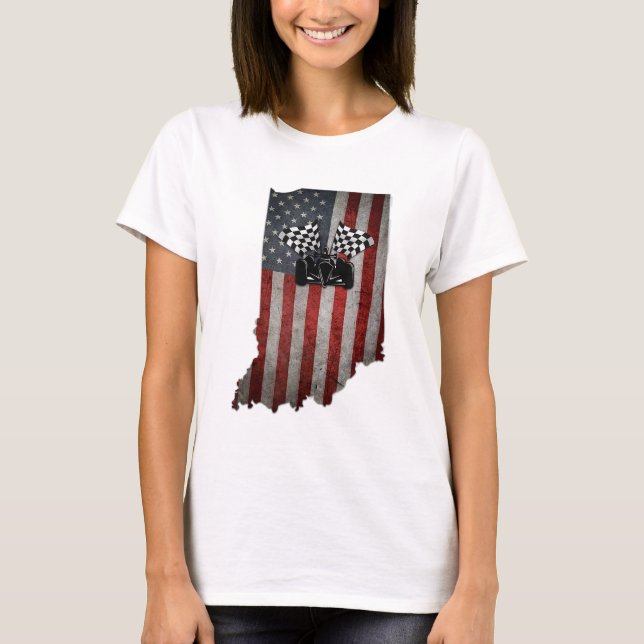 Staat von Indiana Racecar T Shirt Vintag (Vorderseite)