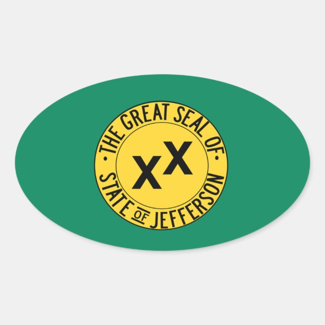 Staat von Jefferson Ovaler Aufkleber (Vorderseite)