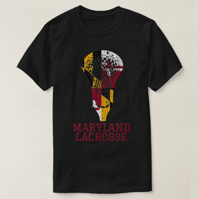 Staat von Maryland Flag Lacrosse Team Player Lax C T-Shirt (Design vorne)