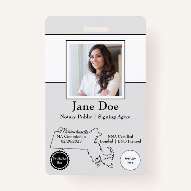 Staat von Massachusetts Notar QR-Code für öffentli Ausweis (Vorderseite)