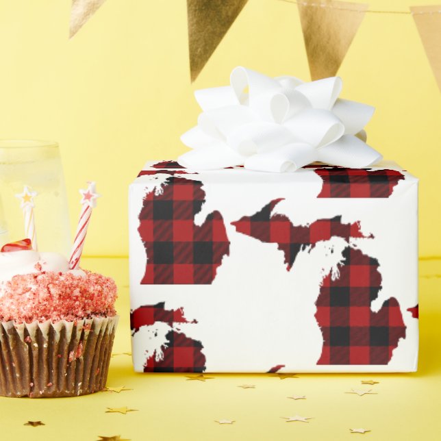 Staat von Michigan Buffalo Kariert Geschenkpapier (Geburtstagsparty)