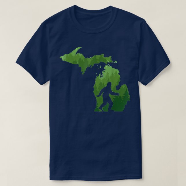 Staat von Michigan Karte Bigfoot Funny Sasquatch G T-Shirt (Design vorne)