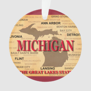 Staat von Michigan-Karte, Detroit, Lansing Ornament