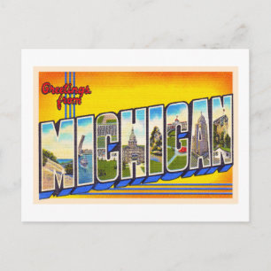 Staat von Michigan MI Vintager Großbuchstabe Postk Postkarte