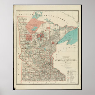 Staat von Minnesota Vintage Karte Poster
