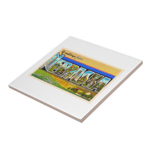 Staat von Nebraska NE Vintager Großbuchstabe Post Fliese