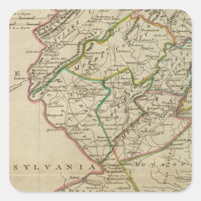 Staat von New Jersey 3 Quadratischer Aufkleber (Vorderseite)