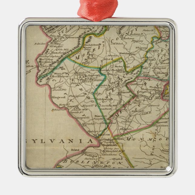 Staat von New Jersey 3 Silbernes Ornament (Vorne)