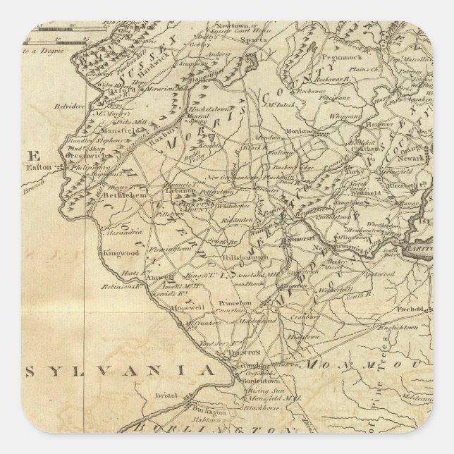 Staat von New Jersey Quadratischer Aufkleber (Vorderseite)